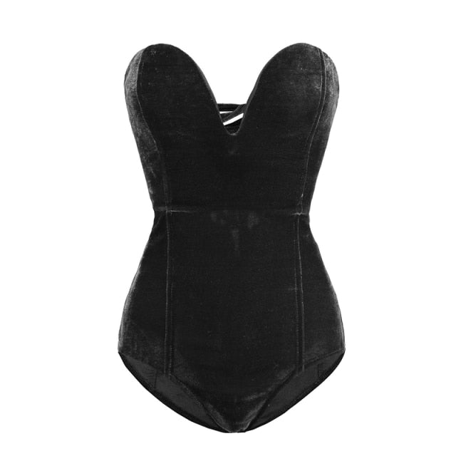 Strapless Velvet Sexy Bodysuit