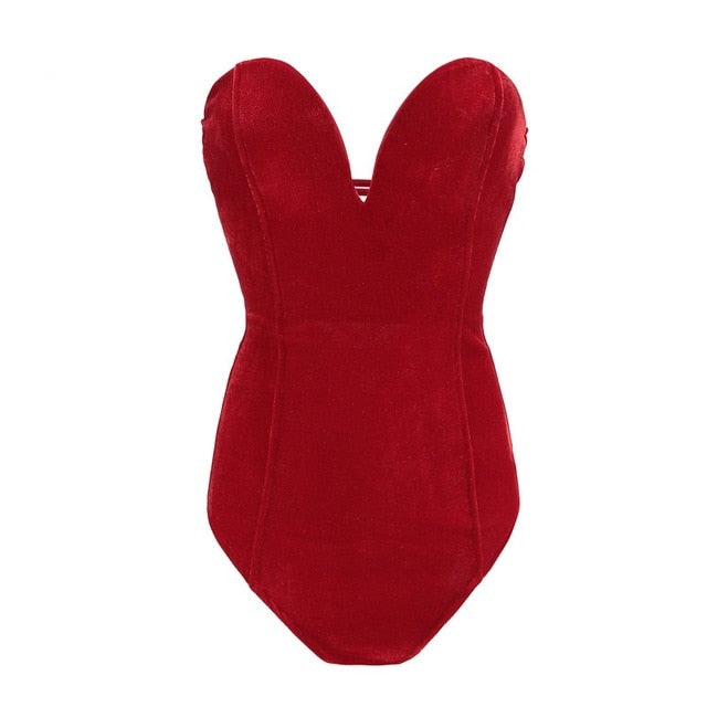 Strapless Velvet Sexy Bodysuit