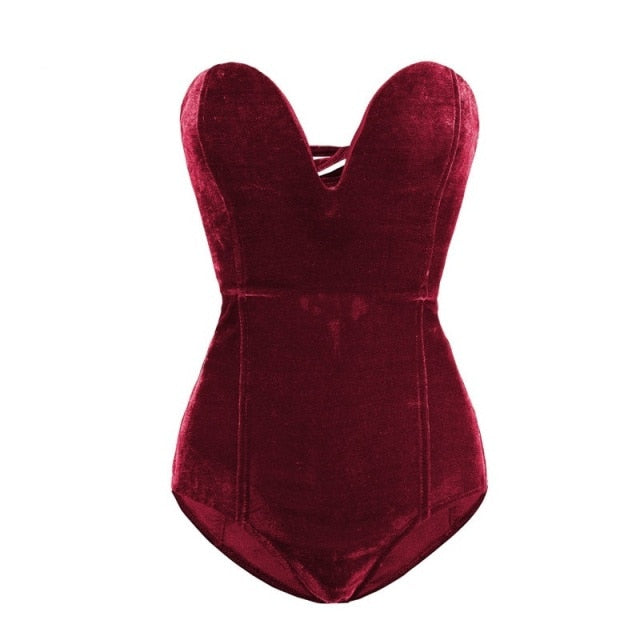 Strapless Velvet Sexy Bodysuit