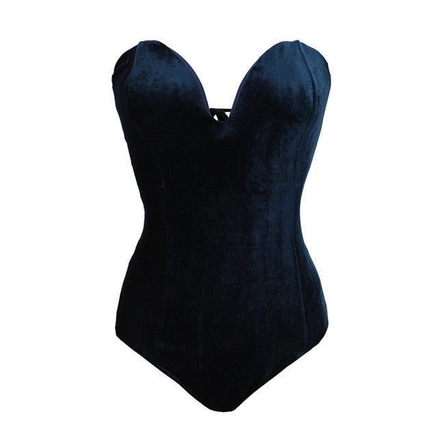 Strapless Velvet Sexy Bodysuit