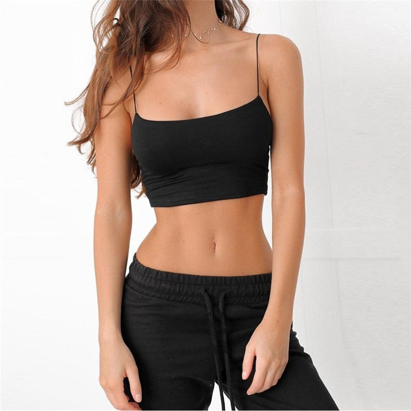 Elastic Cotton Halter Top