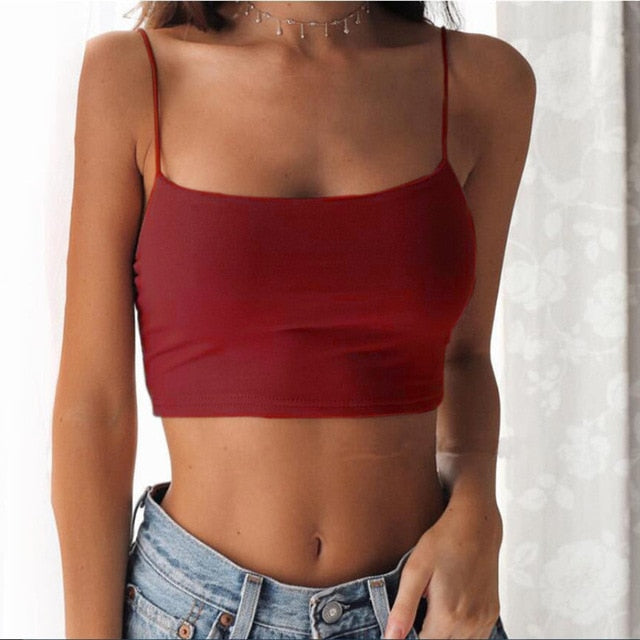 Elastic Cotton Halter Top