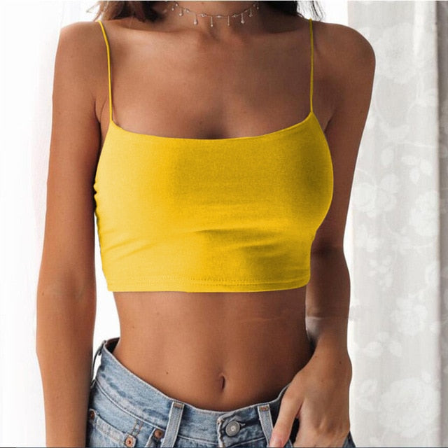 Elastic Cotton Halter Top