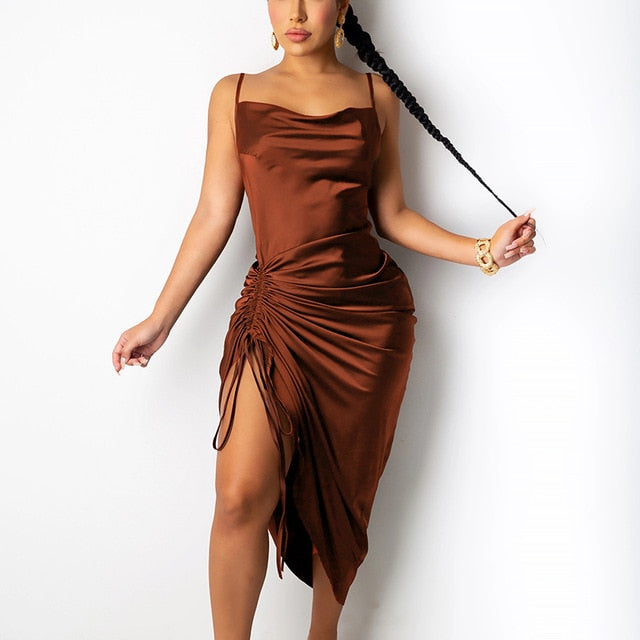 Spaghetti Straps Cowl  Dress