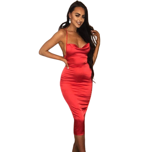 Satin lace up bodycon Dress