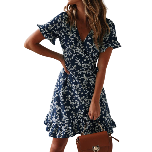 V Neck Floral Print dress